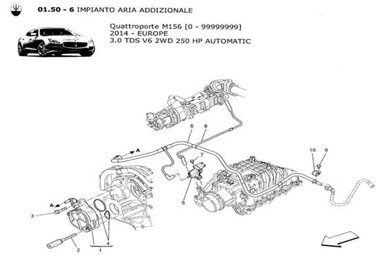 a part diagram from the Maserati Quattroporte M156 (2014 onwards) parts catalogue