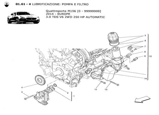 a part diagram from the Maserati Quattroporte M156 (2014 onwards) parts catalogue