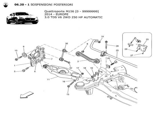 a part diagram from the Maserati Quattroporte M156 (2014 onwards) parts catalogue