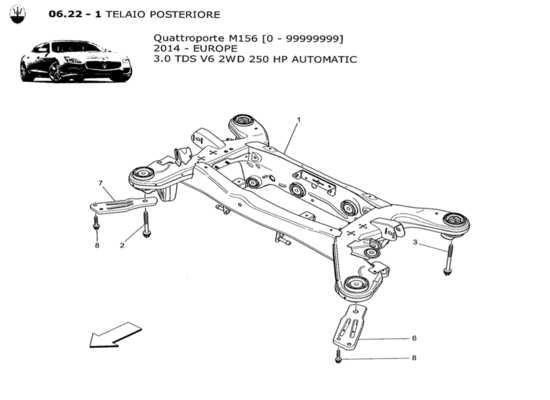 a part diagram from the Maserati Quattroporte M156 (2014 onwards) parts catalogue