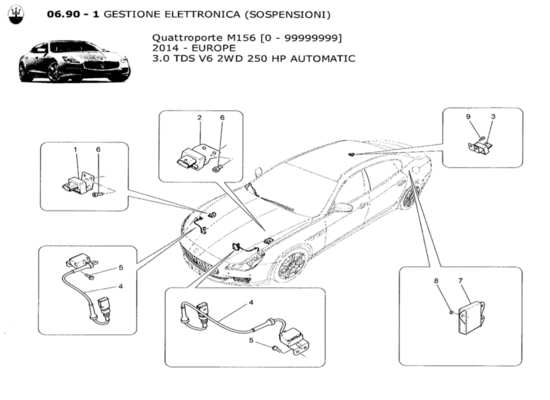 a part diagram from the Maserati Quattroporte M156 (2014 onwards) parts catalogue