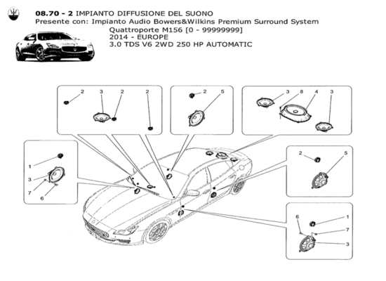 a part diagram from the Maserati Quattroporte M156 (2014 onwards) parts catalogue