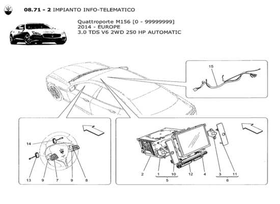 a part diagram from the Maserati Quattroporte M156 (2014 onwards) parts catalogue