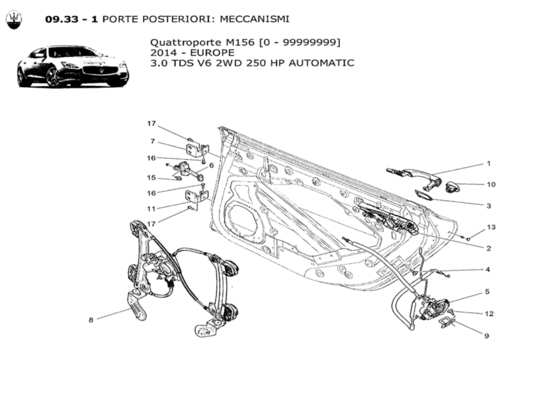 a part diagram from the Maserati Quattroporte M156 (2014 onwards) parts catalogue