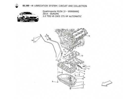 a part diagram from the Maserati Quattroporte M156 (2014 onwards) parts catalogue