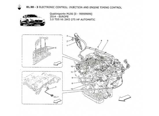 a part diagram from the Maserati Quattroporte M156 (2014 onwards) parts catalogue