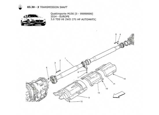 a part diagram from the Maserati Quattroporte M156 (2014 onwards) parts catalogue