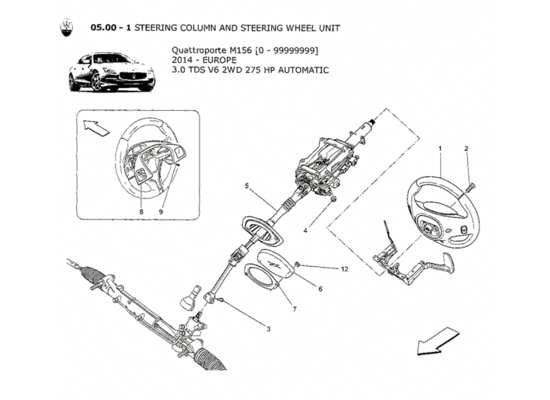 a part diagram from the Maserati Quattroporte M156 (2014 onwards) parts catalogue