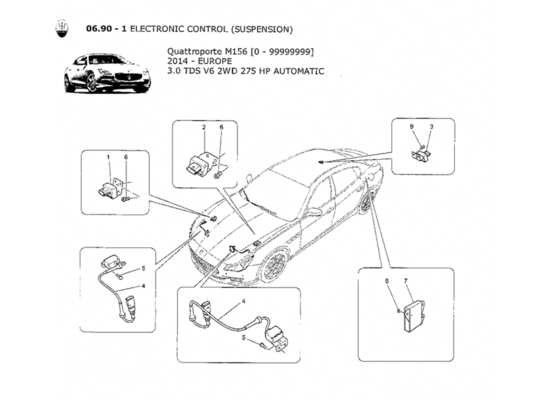 a part diagram from the Maserati Quattroporte M156 (2014 onwards) parts catalogue