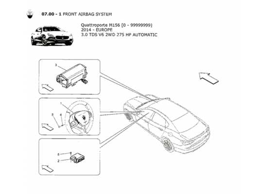 a part diagram from the Maserati Quattroporte M156 (2014 onwards) parts catalogue