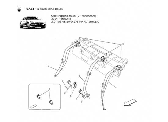 a part diagram from the Maserati Quattroporte M156 (2014 onwards) parts catalogue