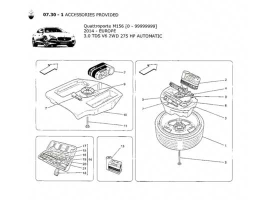 a part diagram from the Maserati Quattroporte M156 (2014 onwards) parts catalogue