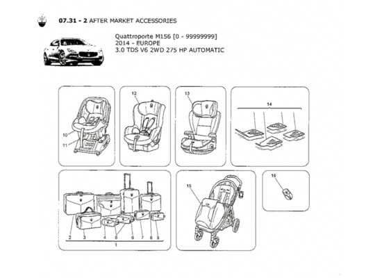 a part diagram from the Maserati Quattroporte M156 (2014 onwards) parts catalogue