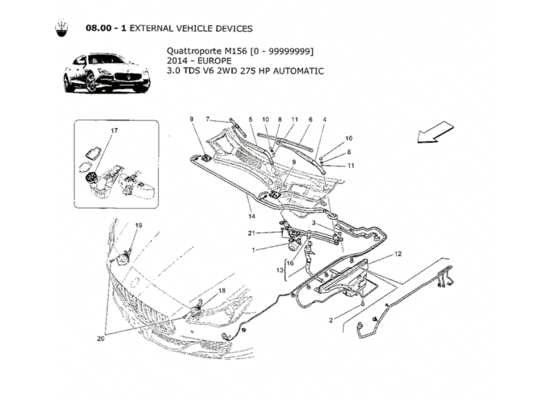 a part diagram from the Maserati Quattroporte M156 (2014 onwards) parts catalogue