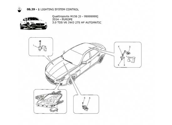 a part diagram from the Maserati Quattroporte M156 (2014 onwards) parts catalogue