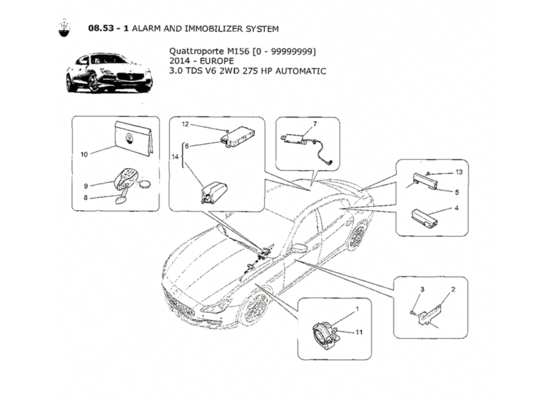 a part diagram from the Maserati Quattroporte M156 (2014 onwards) parts catalogue