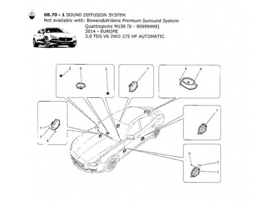 a part diagram from the Maserati Quattroporte M156 (2014 onwards) parts catalogue