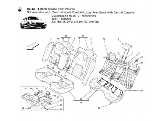 a part diagram from the Maserati Quattroporte M156 (2014 onwards) parts catalogue