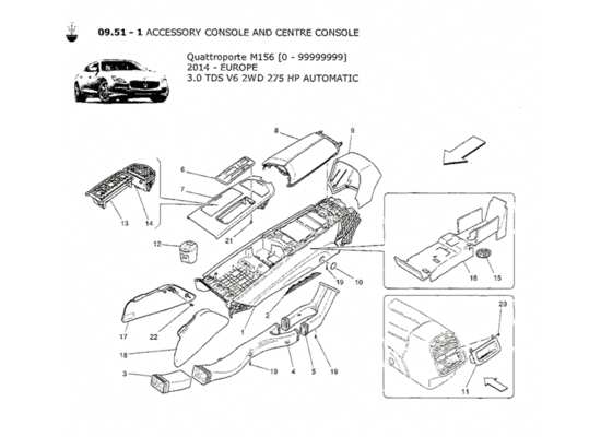 a part diagram from the Maserati Quattroporte M156 (2014 onwards) parts catalogue