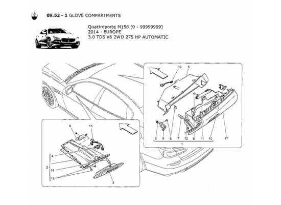 a part diagram from the Maserati Quattroporte M156 (2014 onwards) parts catalogue