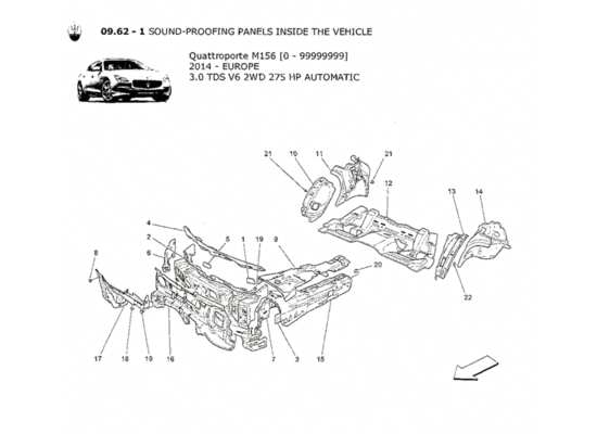 a part diagram from the Maserati Quattroporte M156 (2014 onwards) parts catalogue