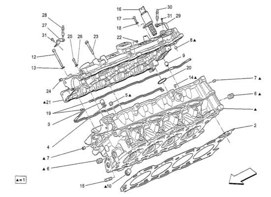 a part diagram from the Maserati Quattroporte M156 (2014 onwards) parts catalogue