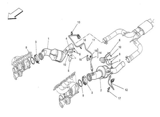 a part diagram from the Maserati Quattroporte M156 (2014 onwards) parts catalogue