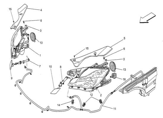 a part diagram from the Maserati Quattroporte M156 (2014 onwards) parts catalogue