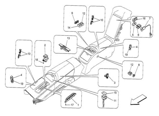 a part diagram from the Maserati Quattroporte M156 (2014 onwards) parts catalogue