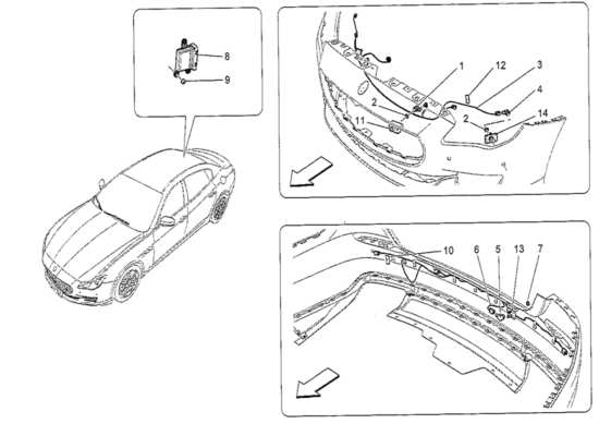 a part diagram from the Maserati Quattroporte M156 (2014 onwards) parts catalogue