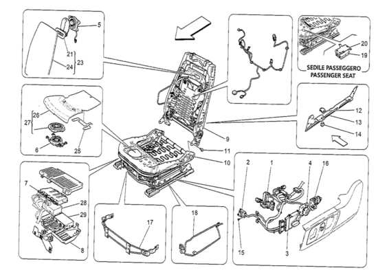 a part diagram from the Maserati Quattroporte M156 (2014 onwards) parts catalogue