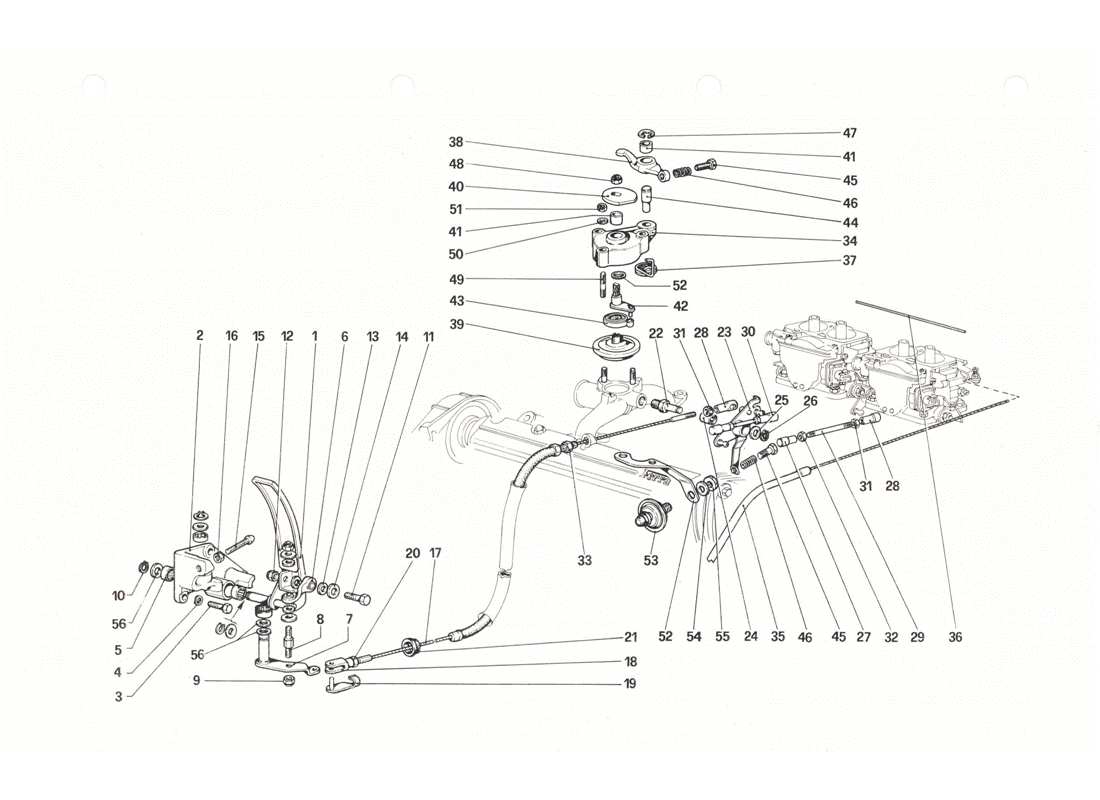 Ferrari 208 GTB GTS throttle control Parts Diagram