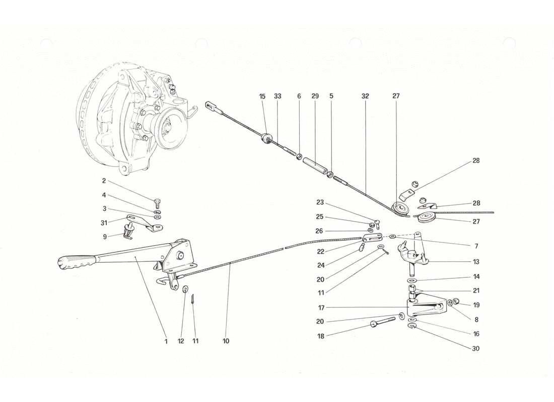 Ferrari 208 GTB GTS Hand - Brake Control Parts Diagram