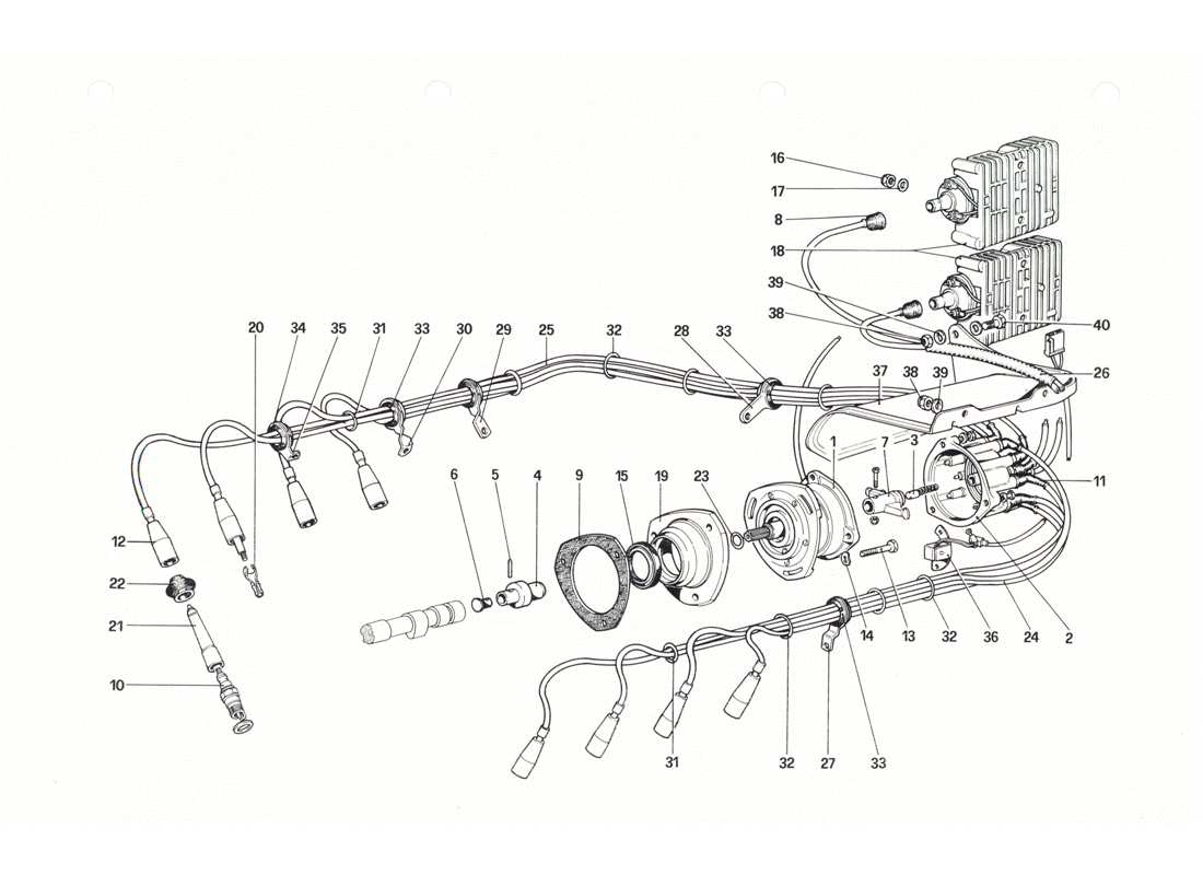 Ferrari 208 GTB GTS engine ignition Parts Diagram