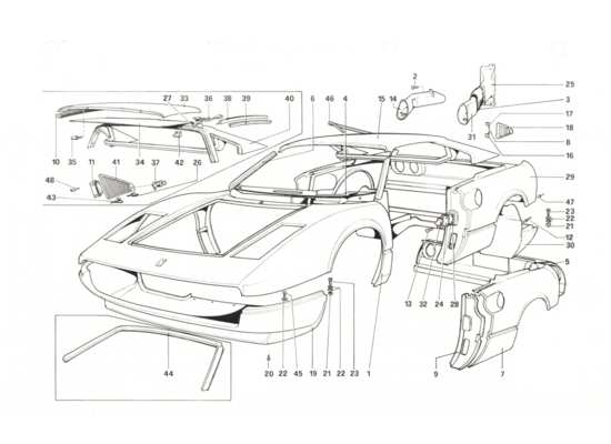 a part diagram from the Ferrari 208 parts catalogue