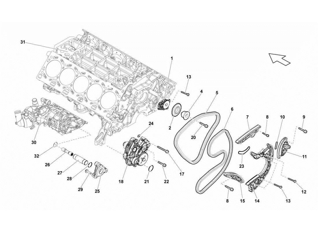 Lamborghini Gallardo STS II SC head timing system Parts Diagram