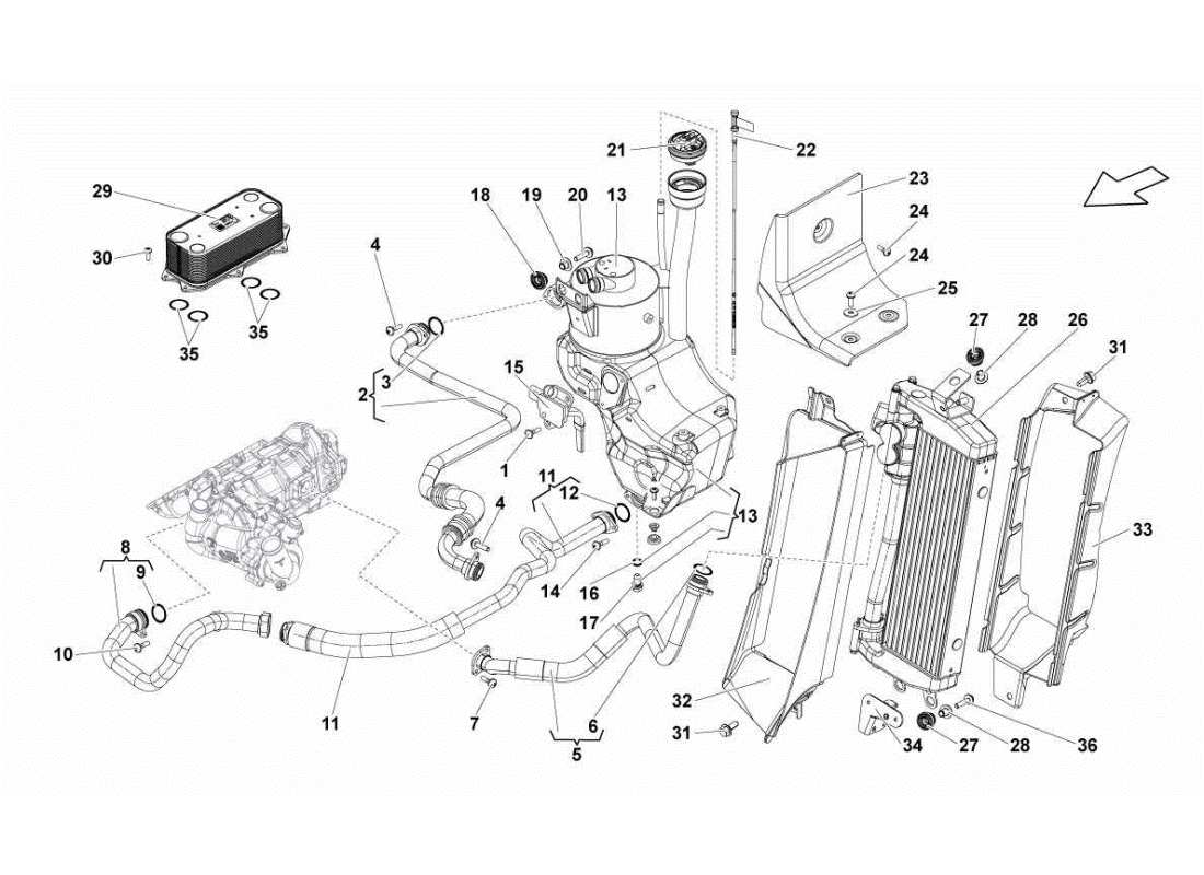 Lamborghini Gallardo STS II SC Oil System Radiator Parts Diagram