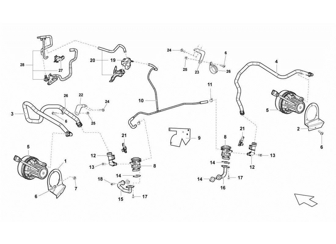Lamborghini Gallardo STS II SC secondary air system Parts Diagram