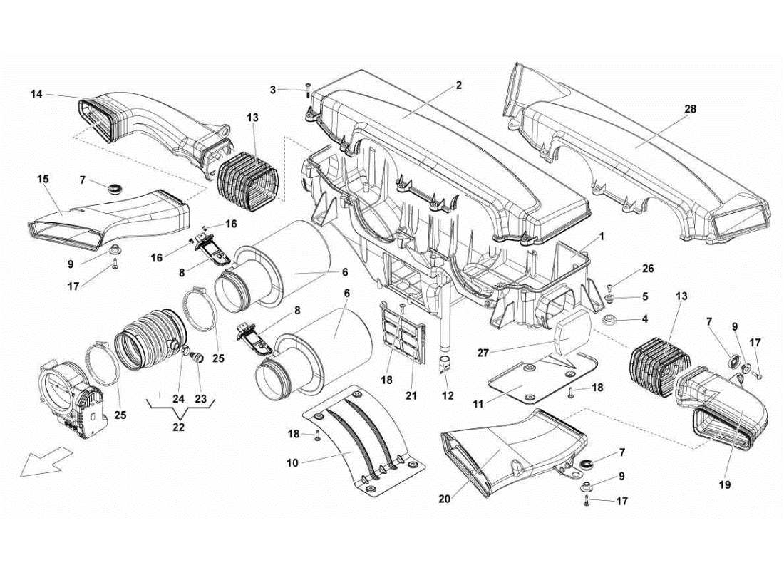 Lamborghini Gallardo STS II SC AIR FILTER BOX Parts Diagram