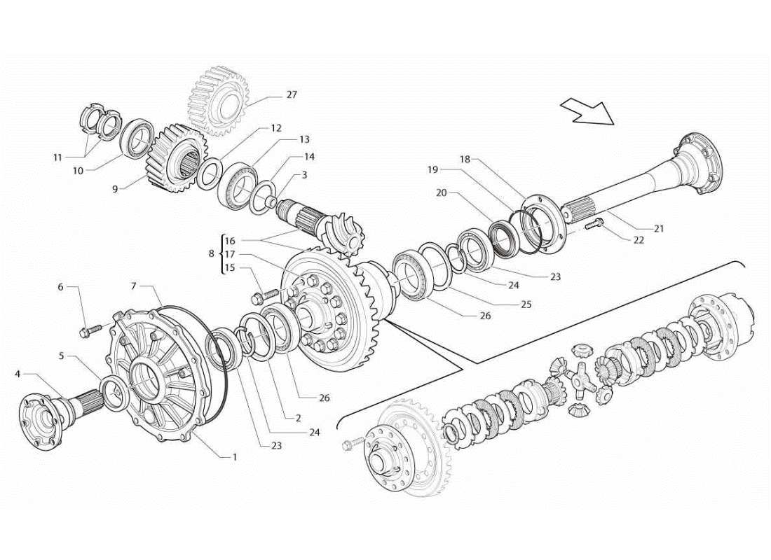 Lamborghini Gallardo STS II SC REAR DIFFERENTIAL Parts Diagram