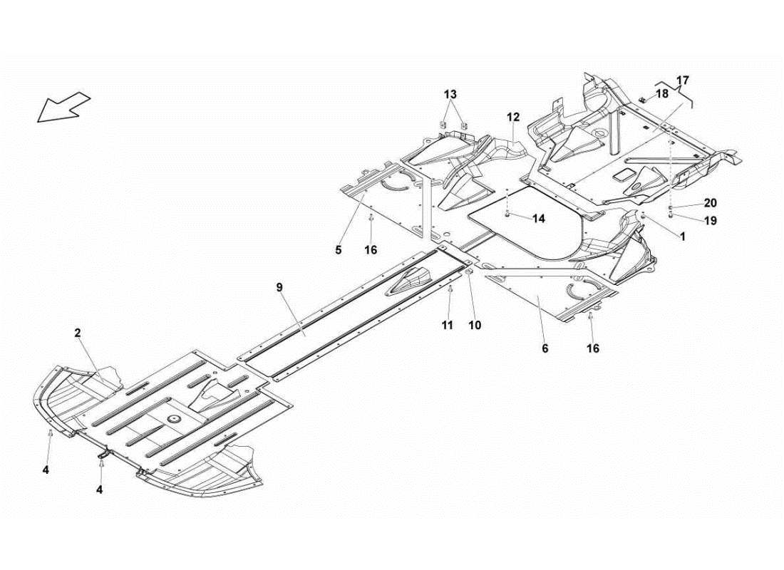 Lamborghini Gallardo STS II SC Frame Floor Panels Parts Diagram