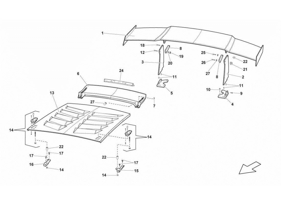 Lamborghini Gallardo STS II SC SPOILER Parts Diagram