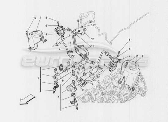 a part diagram from the Maserati Quattroporte M156 (2014 onwards) parts catalogue