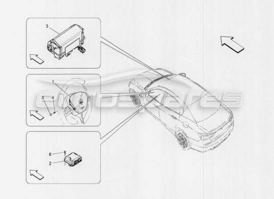 a part diagram from the Maserati Quattroporte M156 (2014 onwards) parts catalogue