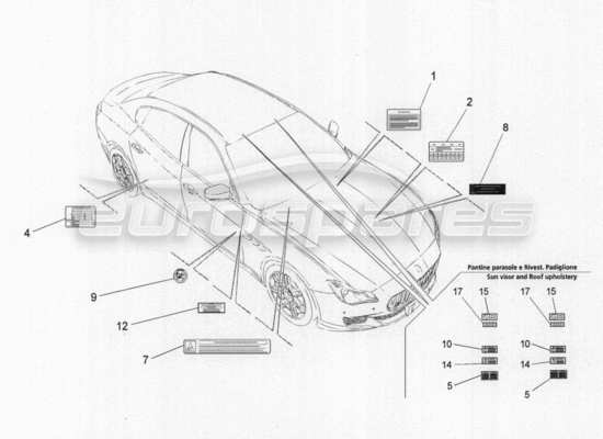 a part diagram from the Maserati Quattroporte M156 (2014 onwards) parts catalogue