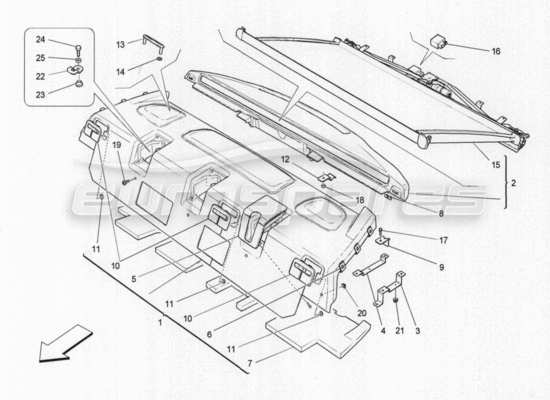 a part diagram from the Maserati Quattroporte M156 (2014 onwards) parts catalogue