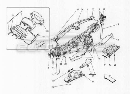 a part diagram from the Maserati Quattroporte M156 (2014 onwards) parts catalogue