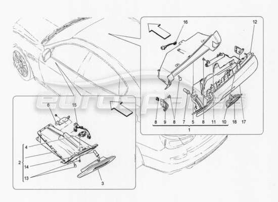 a part diagram from the Maserati Quattroporte M156 (2014 onwards) parts catalogue