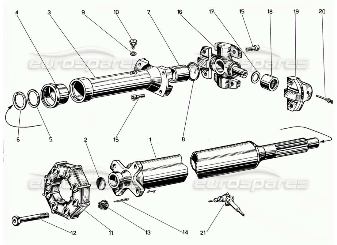 Ferrari 330 GT 2+2 transmission shaft Parts Diagram