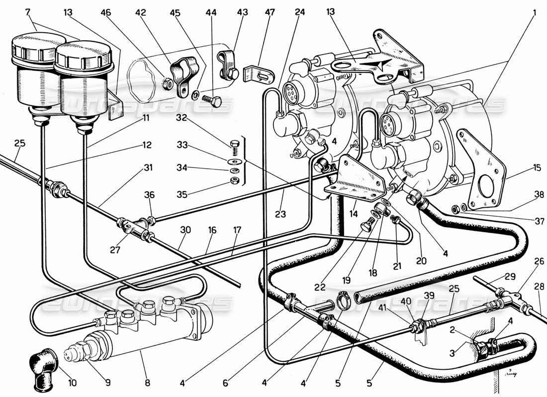 Ferrari 330 GT 2+2 Brake Control Parts Diagram